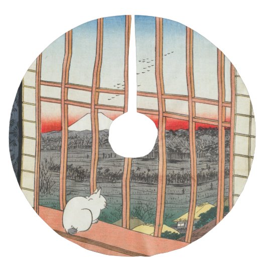 Utagawa Hiroshige - Felder in Asakusa - Rice Polyester Weihnachtsbaumdecke (Vorderseite)