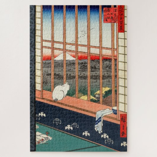 Utagawa Hiroshige - Felder in Asakusa - Rice Puzzle (Vertikal)