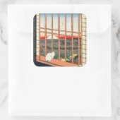 Utagawa Hiroshige - Felder in Asakusa - Rice Quadratischer Aufkleber (Tasche)