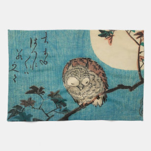 Utagawa Hiroshige - Gehörnte Eule auf Ahornzweig Geschirrtuch