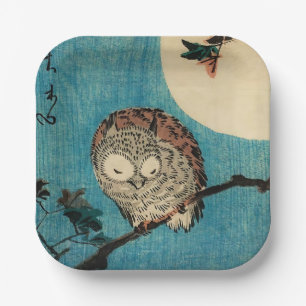 Utagawa Hiroshige - Horned Owl on Maple Branch Pappteller
