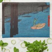 Utagawa Hiroshige - Kyoto Bridge by Moonlight Geschirrtuch (Gefaltet)