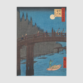Utagawa Hiroshige - Kyoto Bridge by Moonlight Seidenpapier