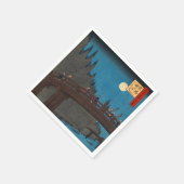 Utagawa Hiroshige - Kyoto Bridge by Moonlight Serviette (Ecke)