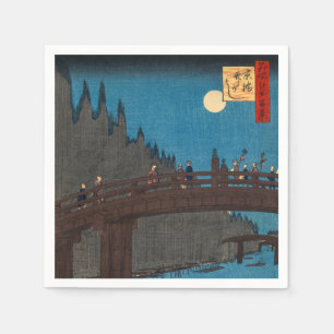 Utagawa Hiroshige - Kyōto-Brücke im Mondlicht Serviette