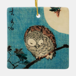 Utagawa Hiroshige - Ohreule auf Ahornzweig Keramikornament