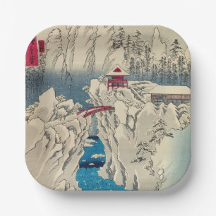 Utagawa Hiroshige - Schnee auf dem Berg Haruna Pappteller
