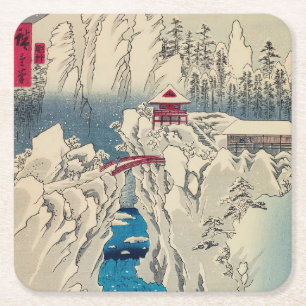 Utagawa Hiroshige - Schnee auf dem Berg Haruna Rechteckiger Pappuntersetzer