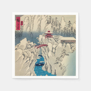 Utagawa Hiroshige - Schnee auf dem Berg Haruna Serviette