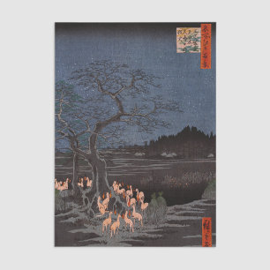 Utagawa Hiroshige - Silvester-Fuchsfeuer Seidenpapier