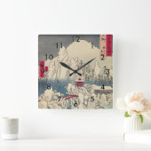 Utagawa Hiroshige - Snow on Mount Haruna Quadratische Wanduhr (Zuhause)