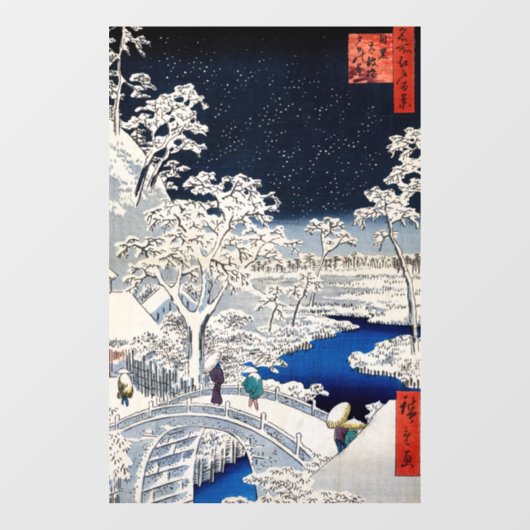 Utagawa Hiroshige - Trommelbrücke bei Meguro Fensteraufkleber (Blatt)