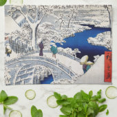 Utagawa Hiroshige - Trommelbrücke bei Meguro Geschirrtuch (Gefaltet)