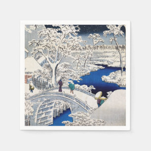 Utagawa Hiroshige - Trommelbrücke bei Meguro Serviette