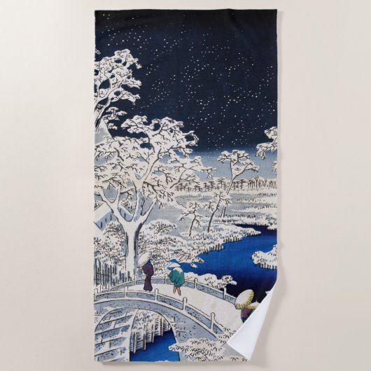 Utagawa Hiroshige - Trommelbrücke bei Meguro Strandtuch (Vorderseite)