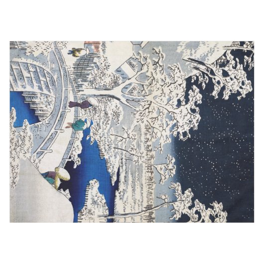 Utagawa Hiroshige - Trommelbrücke bei Meguro Tischdecke (Vorderseite (Horizontal))