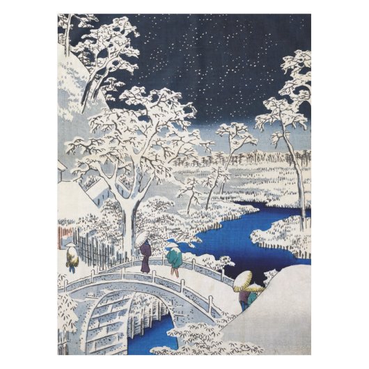 Utagawa Hiroshige - Trommelbrücke bei Meguro Tischdecke (Vorderseite)
