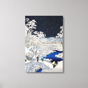 Utagawa Hiroshige - Trommelbrücke in Meguro Leinwanddruck
