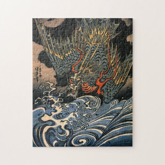 Utagawa Kuniyoshi Drache, der in Wasser taucht Puzzle (Vertikal)