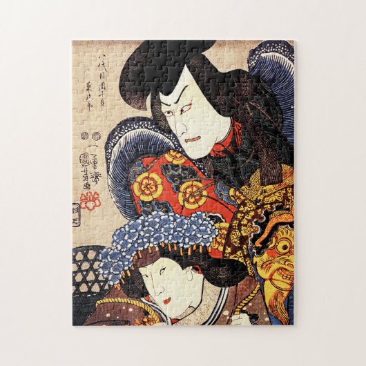 Utagawa Kuniyoshi - Samurai und geisha Puzzle (Vertikal)