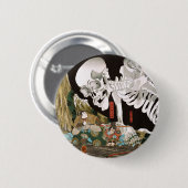 Utagawa Kuniyoshi Warrior vs. Ghost, japanische Ku Button (Vorne & Hinten)