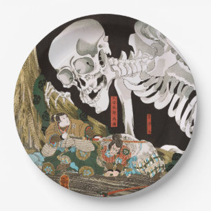 Utagawa Kuniyoshi Warrior vs. Ghost, japanische Ku Pappteller