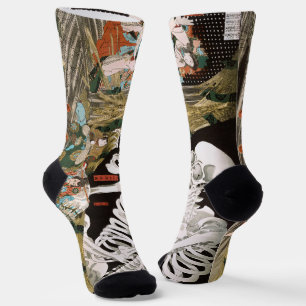Utagawa Kuniyoshi Warrior vs. Ghost, japanische Ku Socken