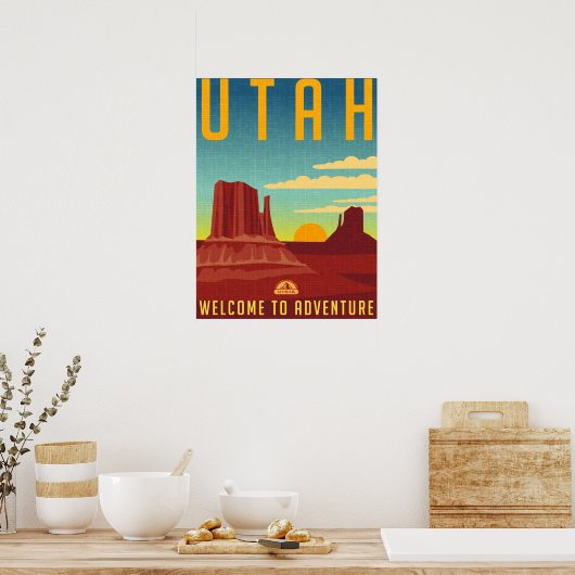Utah Adventure - Vintages Design Poster (Küche)