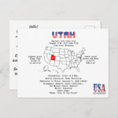 Utah American Staat auf einer Karte und nützliche (Vorne/Hinten)