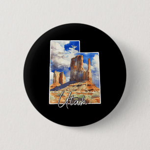 Utah-Aquarell-Landschaftskunst für Naturliebhaber Button