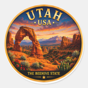 Utah Arches Nationalpark Urlaub 🟡 Runder Aufkleber