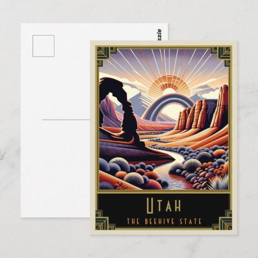 Utah | Art Deco Postkarte (Vorne/Hinten)