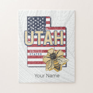Utah Bee United Staaten Retro Map Vintag USA Puzzle