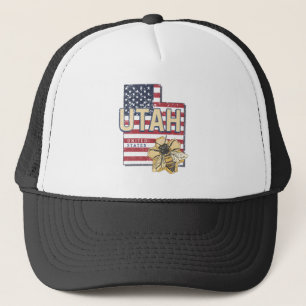 Utah Bee United Staaten Retro Map Vintag USA Truckerkappe