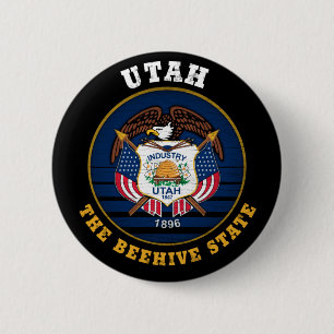 UTAH BEEHIVE STAAT FLAG BUTTON