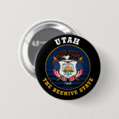 UTAH BEEHIVE STAAT FLAG BUTTON (Vorne & Hinten)