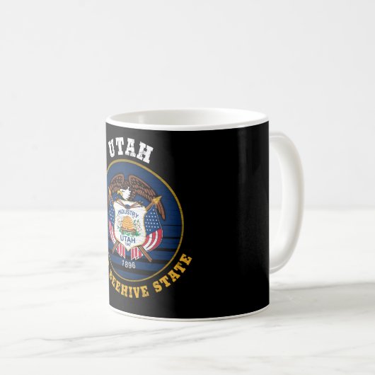 UTAH BEEHIVE STAAT FLAG KAFFEETASSE (VorderseiteRechts)