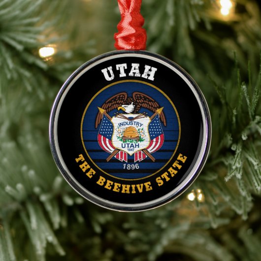 UTAH BEEHIVE STAAT FLAG ORNAMENT AUS METALL (Baum)