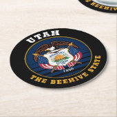 UTAH BEEHIVE STAAT FLAG RUNDER PAPPUNTERSETZER (Angewinkelt)