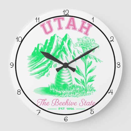 Utah Beehive State Lily  Große Wanduhr (Vorderseite)