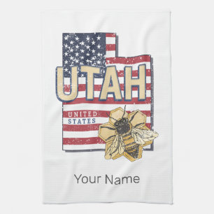 Utah Biene Vereinigte Staaten Retro Karte Vintage Geschirrtuch