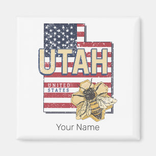 Utah Biene Vereinigte Staaten Retro Karte Vintage Magnet