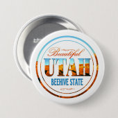 Utah-Bienenstock-Staat Button (Vorne & Hinten)