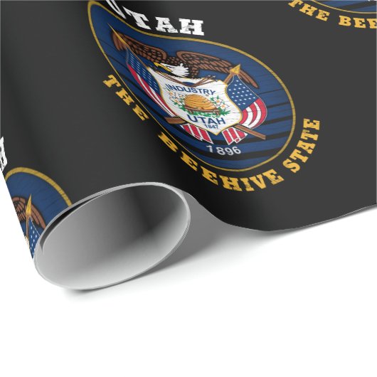 UTAH-BIENENSTOCK-STaatsflagge Geschenkpapier (Rolleneckpunkt)