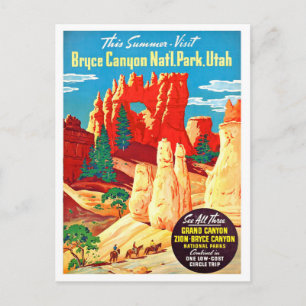 Utah, Bruce Canyon National Park, Vintage Reise Postkarte
