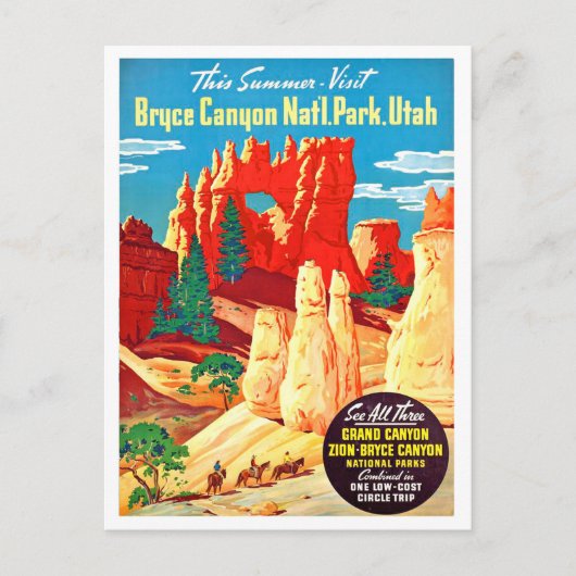 Utah, Bruce Canyon National Park, Vintage Reise Postkarte (Vorderseite)
