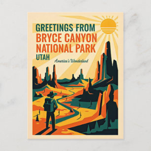 Utah – Bryce Canyon National Park Retro 1930er Jah Postkarte