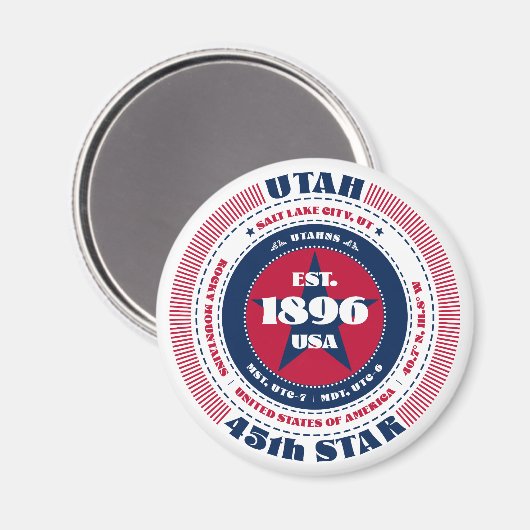 Utah Circle Typografie Souvenir Magnet (Vorderseite/Rückseite)