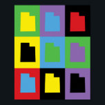 Utah Colorful Pop Art Staat Kontur Muster Poster<br><div class="desc">Ein cooles Muster mit dem US-Staat Utah in Gelb,  Grün,  lila,  Blau,  Rot und Schwarz</div>