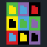 Utah Colorful Pop Art Staat Kontur Muster Poster<br><div class="desc">Ein cooles Muster mit dem US-Staat Utah in Gelb,  Grün,  lila,  Blau,  Rot und Schwarz</div>